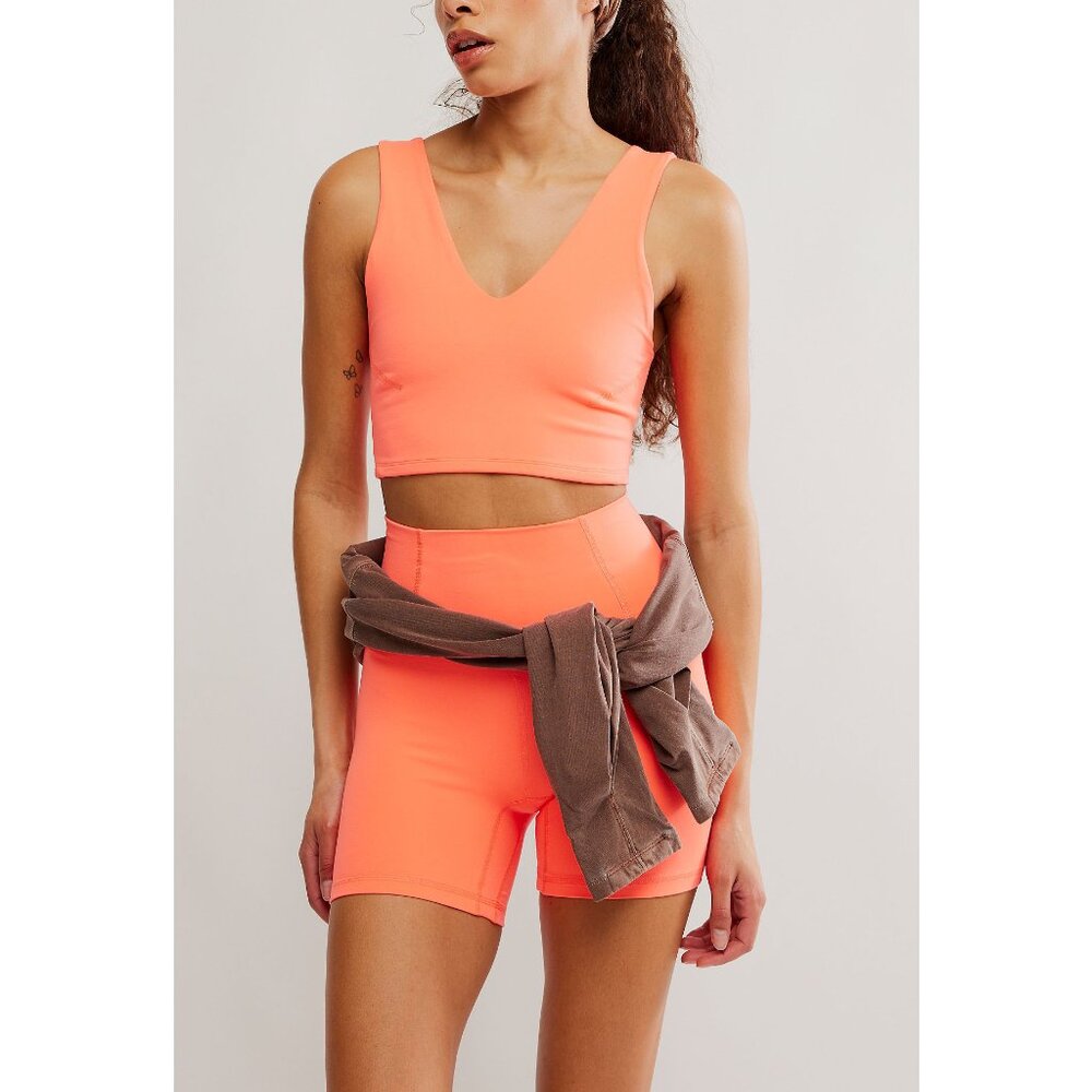 FP Movement by Free People Neon Coral V-Neck Sports Bra